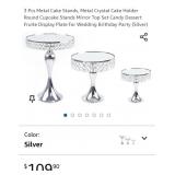 3 Pcs Metal Cake Stands, Metal Crystal Cake
