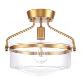 NEW 13.5" Metal Ceiling Light Fixture, Gold