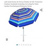 AMMSUN 7 Foot Heavy Duty HIGH Wind Beach Umbrella