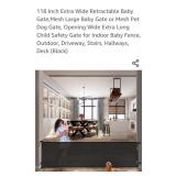 New Retractable Safety Gate 33" x 118"  (black