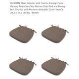 Set of 4 Chair Cushions w/ Ties, Memory Foam, Non