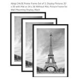 Set of 3 - 24" x 36" Poster Frames, Black*has