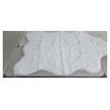 Faux Fur Rug w/ Non Slip Backing, White, approx