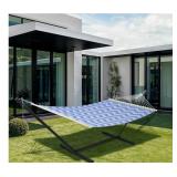 Double Hammock w/ Stand & Pillow, Blue