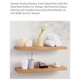 NEW Set of 2 Floating Shelves, 24" Solid Elm,