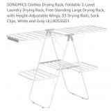 Clothes Drying Rack, Foldable, 2-Level, White &