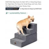 4-Step Dog Stairs, Non-Slip, Grey