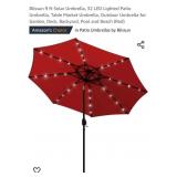 NEW 9 ft Solar Patio Umbrella, (Red)