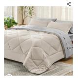 King Size Comforter, Reversible, Grey &