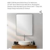 NEW 22"x30" Wall Mirror,  Silver Metal Frame