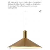Modern Dome Pendant Light, Gold & Black,