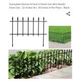 NEW 5-Panel Iron Border Fence Set - 22" W x 18" H