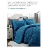 NEW 7Pc King Size Bed in a Bag, Teal Blue