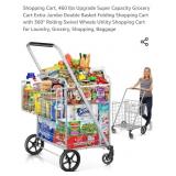 Utility Shopping Cart, Extra Jumbo, Double