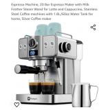 20 Bar Espresso Machine w/ Milk Frother Steam