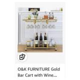 Serving Cart w/ Wine Rack on Wheels,