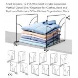 NEW 12 PCS Wire Shelf Dividers, Black