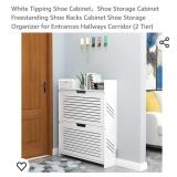 NEW 2 Tier Shoe Storage Cabinet, White