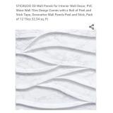 NEW 12 Pk 3D Wall Panels, Peel & Stick, Wave