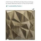NEW 3D Wall Panels Wood Diamond Design Pack of 12