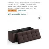 NEW Storage Ottoman Bench, 15" x 43" x 15",
