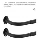 NEW 2 Pk Curtain Rods, 48-84ï¿½, Matted Black