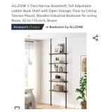 5 Tiers Adjustable Ladder Book Shelf, 92" - 116",