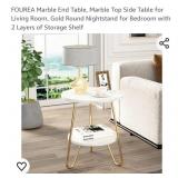NEW Marble End Table, Gold, Round *Assembly