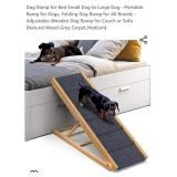 Dog Ramp, Portable,  Natural Wood-Grey Carpet,