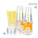 (25) New 16oz Clear Plastic Cups with lids and