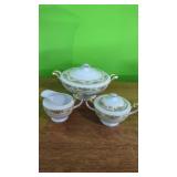 Meito China Covered Vegetable & Cream & Sugar.