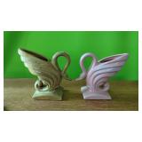2 Vintage 1950s GONDER 9" Ceramic Imperial Swan
