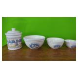 3 PC Nesting Bowls & Cookie Jar. (Geese Pattern)