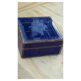 Cobalt Blue Leaf Glass Box