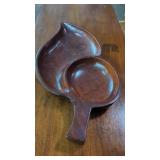 MCM Large Dark Wood Hand Made Leaf Shaped Chip &