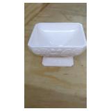 Vintage Jeannette Pink Milk Glass Square Pedestal