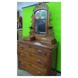 Beautiful Antique Walnut Dresser & Mirror with