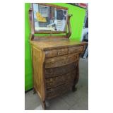 Antique High Boy Chest of Drawers with Mirror