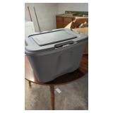 Grey Tote with Lid.  No damage