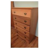 Solid Wood Maple 5 Drawer Chest Good Condition