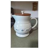 Longaberger Water Pitcher with Wood Lid.   Good