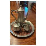 Vintage Early American Pewter by WEB Tea Set with