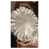 Vintage Aluminum Ruffle Edge Round Serving Bowl /
