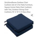 (2) New Navy Blue Chair Cushions  16" x 18.5" x