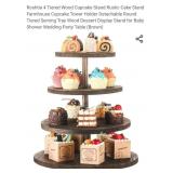 Roshtia 4 Tiered Wood Cupcake Stand Rustic Cake
