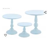 Set of 3 Blue Cake Stands, Metal Round Cake