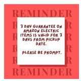 3 Day Guarantee on Amazon Electric Items