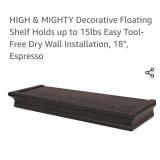 New. 18" Floating Shelf (expresso color)