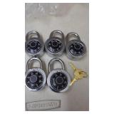 5 New Combination Padlocks, with Keys also in
