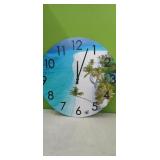 New Wall Clock with Beach Scene(painted on glass)